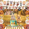 Corgi Birthday Party Decorations Backdrop Banner Photography Background Cute Corgi Theme Banner Balloons Cake Toppers Cupcake Toppers Pet Party Kit For Corgi Dog Birthday Party Supplies Decor