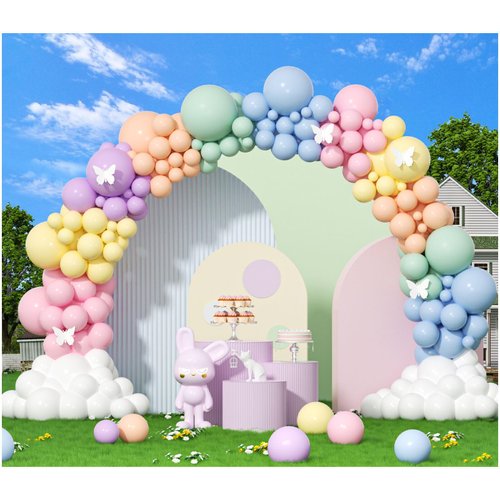 412pcs Pastel Balloon Garland Arch Kit 18 12 10 5 Inch Different Sizes Macaron Assorted Colors Balloon Latex Colorful Balloons for Baby Shower Girls Birthday Wedding Easter Rainbow Party Decoration