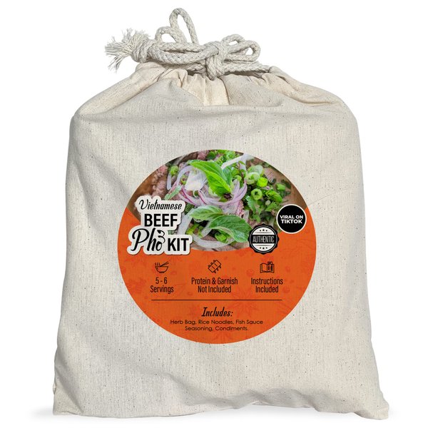 Get Cultured Box DIY Beef Pho Kit (Phở Bò), Make Authentic Vietnamese Beef Noodle Soup Broth, Includes Herb Bag, Rice Noodles & Condiments (Not Included: Protein & Garnish), 5-6 Servings