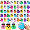 Shappy 24 Pcs Cruise Duck Bulk with Sunglasses Sets 2 x 1.9 x 2.4 Inch Mini Sailing Rubber Ducks Summer Cruise Ship Toy Squeaky Duck Bath Party Toy Duckies for Birthday Party Favors (Multicolor)