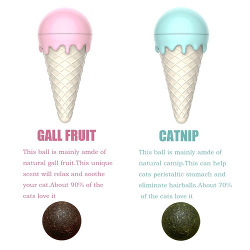 Kayina 2 Catnip Wall Ball,Healthy Catnip Cat Toys, Edible Cat Licking Toy, Cat Chew Toy, Teeth Cleaning Cat Bite Toy, Rotatable Indoor Cat Toy, Cat Wall Decoration