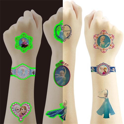 60pcs Temporary Frozen Tattoos for Kids, Birthday Party Supplies, Party Favors Fake Tattoos Stickers,Birthday Decorations Party Game Activities Reward Gifts (White)