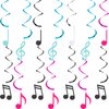 25 Pieces Musical Note Hanging Swirl Music Foil Whirl Theme Party Decoration Cutout Spiral for Wedding Baby Shower Birthday Party Supplies (Black, White, Blue, Pink)