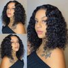Sol Soal 14 inch Water Wave Bob Wig Human Hair Deep Curly Short Bob Wig Lace Front Wigs Human Hair 13x4 HD Transparent Lace Frontal Wigs for Women Glueless Wet and Wavy Lace Front Wigs Human Hair