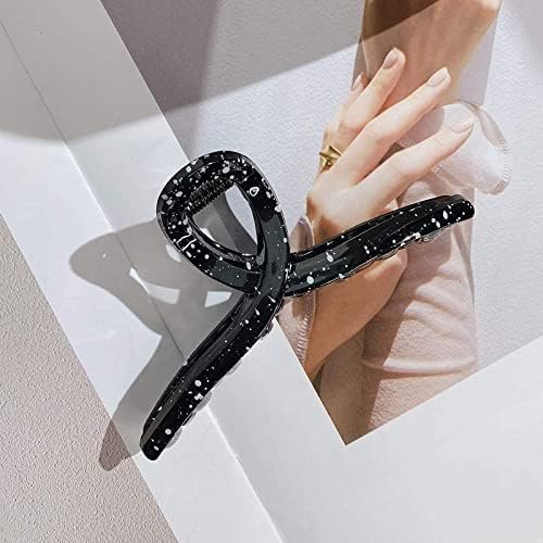 Black and White strong hold hair Claw Clips light weighted hair clips for thick hair ideal for women with thin hair and great for Christmas, valentine’s day and birthdays gifts Pack of 6
