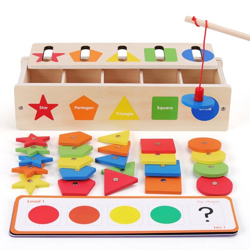 AISHUN Montessori Toys for Toddlers, Magnetic Color Shape Sorting Matching Box,Early Learning Toys,Wooden Educational Toy, Fine Motor Skills Toys, Birthday for Boys Girls
