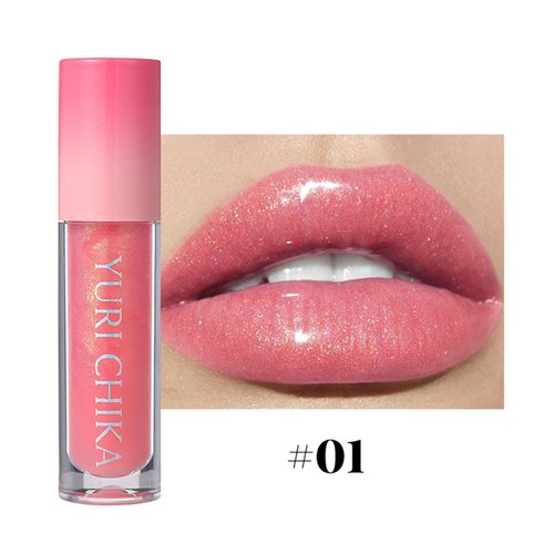 JUR MORNIER Shimmer Glitter Lip Gloss Oil,6 Color Hydrating Sparkly Lipstick,Non-Sticky Fresh Texture Lip Oil,Long Lasting Moisturizing Lip Makeup (#01)
