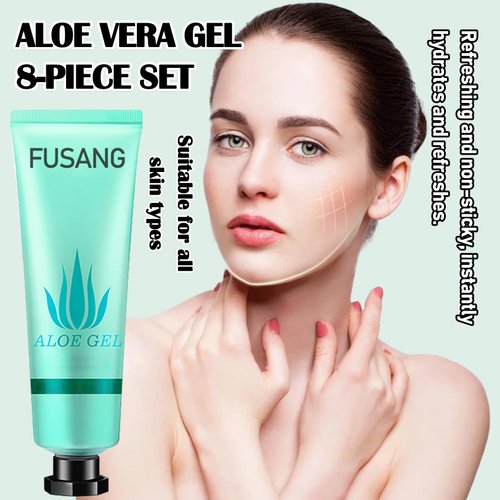 Fusang 8Pcs Organic Aloe Vera Gel for After Sun Skin Care,Natural Moisturizing Aloe Vera Gel for Face & Body,Easy to Portable Face Moisturizer,Travel Size Pure Vera Aloe Gel for all Skin Types