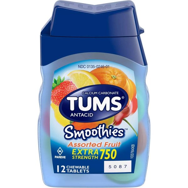 Tums Smoothies Antacid Calcium Supplement, 12 ct