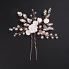YERTTER Floral Wedding Hair Pins for Brides and Bridesmaids Flower Rose Bridal Clips Boho Crystal Rhinestones Decorative Hair Pieces for Women Girls (Rose Gold)