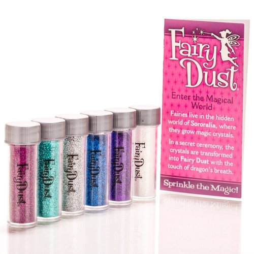 Fairy Dust - Original Fairy Dust Vials | Pixie Dust Glitter Powder From The Land of Sorralia | Multiple Colors Glitter | Decoration Gifts for Kids (Pink, Purple, Teal, White, Silver, Blue) (Pack of 6)