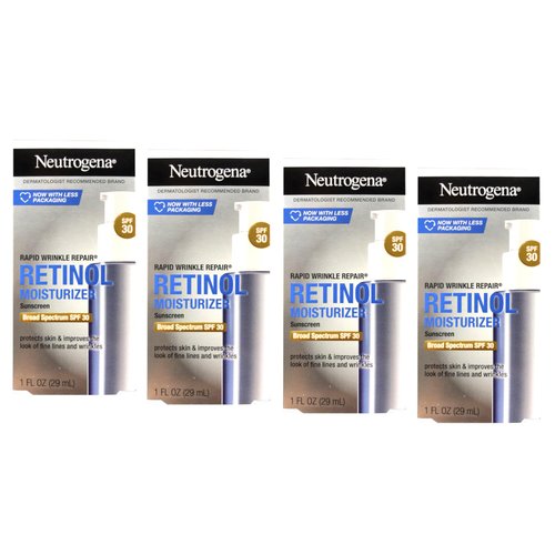 Neutrogena Rapid Wrinkle Repair Daily Face Moisturizer with SPF 30 & Hyaluronic Acid, 1 Fl. Oz. 4 Pack