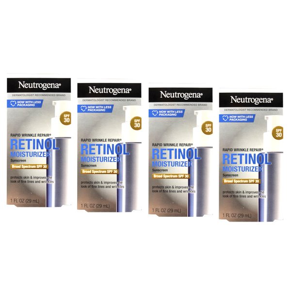 Neutrogena Rapid Wrinkle Repair Daily Face Moisturizer with SPF 30 & Hyaluronic Acid, 1 Fl. Oz. 4 Pack