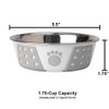 PetRageous 13094 Fiji Stainless Steel Non-Slip Dishwasher Safe Dog Bowl 1.75-Cup Capacity 5.5-inch Diameter 1.75-inch Tall for Small Dogs Medium Dogs ans Cats, White and Light Grey