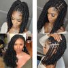 Goddess Box Braids Crochet Hair 14 Inch Boho Crochet Box Braids Pre-looped 8 Pack Bohemian Box Braids Crochet Braids Synthetic Braiding Hair Extensions for Black Women