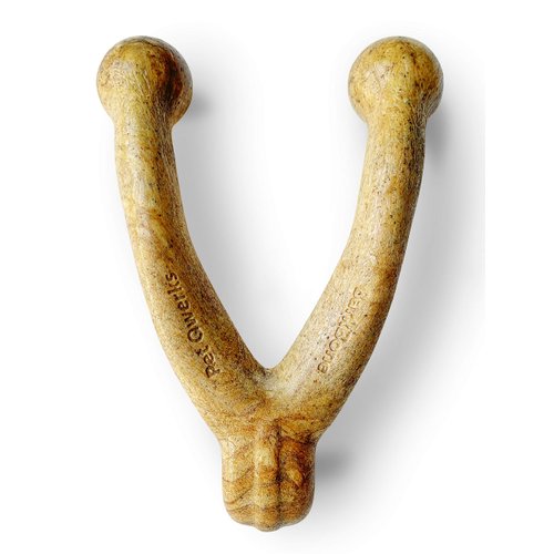 Pet Qwerks Wishbone BarkBone - Nylon Chew Toy for Aggressive Chewers - Peanut Butter Flavor - 8.25"