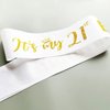 It’s My 21st Birthday Sash,21st Birthday Sash,Glitter Letter 21st Birthday Sash for Girls,Happy 21st Birthday Party Decorations,White and Gold