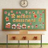 Whaline 46Pcs Christmas Gingerbread Cutouts Merry Christmas Letter Cut Outs with 60 Glue Points Xmas Gingerbread Bulletin Board Decoration Set for School Classroom Home Office Wall