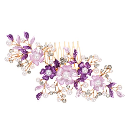 Beatifufu Hair Accessories - Alloy Floral Pearl Comb, Hair Clips, Headband for Brides, Girls, Wed...