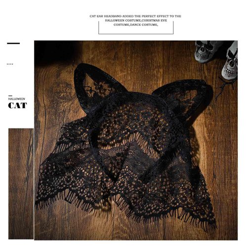 Acenail Cat Ears Headband with Veil, Black Lace Hairband for Women, Sexy Cat Mask, Party Decoration Headdress, Bunny Ears Hairband, Costume Accessories for Halloween, Carnival, Masquerade, Nightclubs