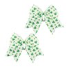 St. Patrick's Green Cheer Bow Ponytail Holder Cheerleader Girls Big Hair Bow Tie JHSP13 (2 Pcs-A)