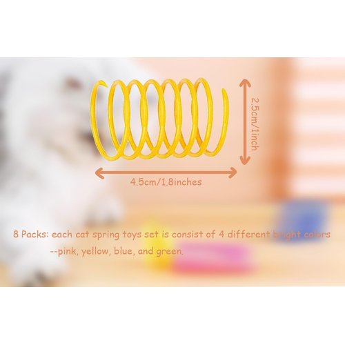 BenePoint Cat Spring Toys, Interactive Cat Toy for Swatting, Hunting,and Grinding Teeth, Durable Cat Springs for Indoor Cats to Promote Agility& Keep Fit, Plastic Cat Coil(8pcs)