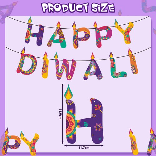 38 Pcs Diwali Party Decorations for Home Happy Diwali Banner Deepavali Hanging Swirls Kit Festival Lights Party Decorations Indian Party Supplies Indoor Outdoor Decor