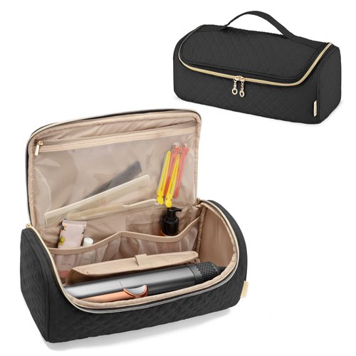 Yarwo Travel Bag Compatible with Dyson Airstrait/Corrale Straightener and Hair Accessories, Portable Flat Iron Storage Case for Hot Hair Styling Tools and Attachments, Valentines Day Gifts, Black