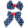 Back to School Hair Clips Cute Apple Dark Blue Bow Hair Clip for Girls White Wave Point Claw Clip Hair Accessories for Women Kids Claw Clips for Thick Thin Hair 2Pcs (Dark Blue)