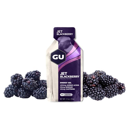 GU Energy Original Sports Nutrition Energy Gel, Vegan, Gluten-Free, Kosher, and Dairy-Free On-the-Go Energy for Any Workout, 24-Count, Jet Blackberry