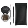 Eyebrow Pomade Kit, Microblading 2 Tip Liquid Eyebrow Pen, Eye brow Kit with Angled Spoolie Brush and PU Pouch for Travel (Medium Brown)