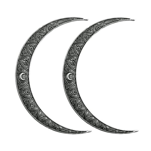 LANGHONG 2PCS Crescent Moon Hairpin For Women Viking Hair Pins Stick Knot Hair Styling Pins (ZJAS)