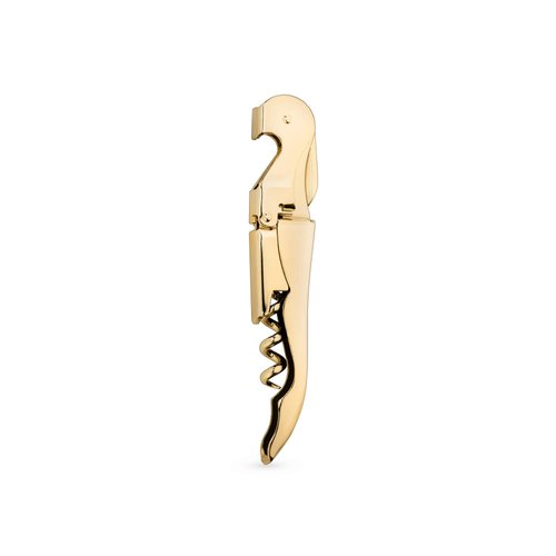 Viski 24k Gold Plated Signature Double Hinged Corkscrew Wine Bottle Opener and Foil Cutter, Waiter’s Corkscrew Wine Key, 4.75"