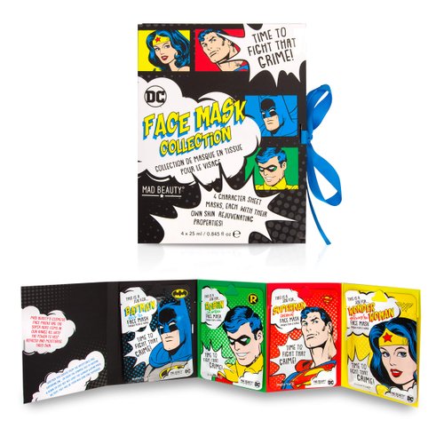 MAD Beauty DC Superhero Face Mask Set: 4 Cloth Masks by Superman, Batman, Robin and Wonder Woman as a Cloth Mask for Groomed Skin…