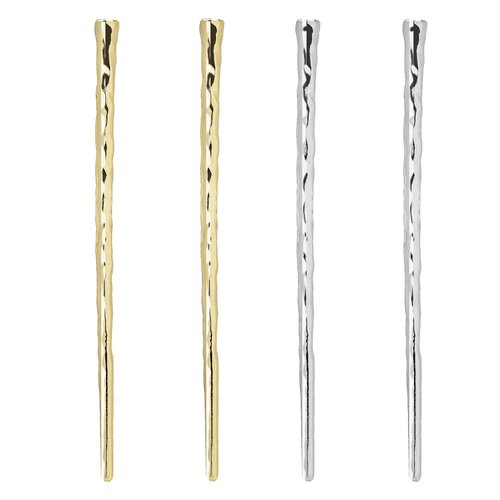 RAYNAG 4-Piece Bun Hair Sticks Metal Hair Chopsticks Charms Girl Women Hair Pin, Alloy Hair Pick, Gold and Silver