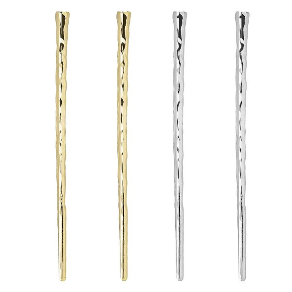 RAYNAG 4-Piece Bun Hair Sticks Metal Hair Chopsticks Charms Girl Women Hair Pin, Alloy Hair Pick, Gold and Silver