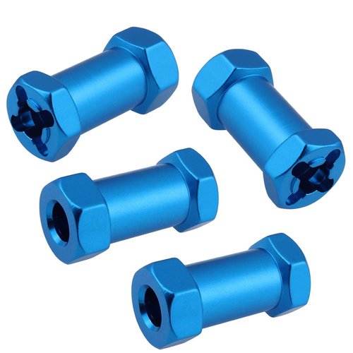 4-Pack HobbyPark RC Wheel Spacers 12mm Hex Drive Hubs Combiner Coupler Aluminum 25mm Offset Extension for 1/10 RC Crawler Car Parts (Blue)