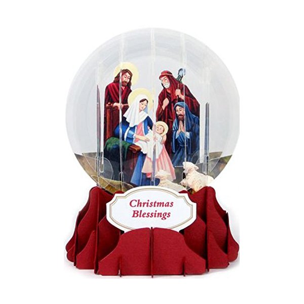 Nativity Snow Globe - Up With Paper Pop Up Religious Christmas Card