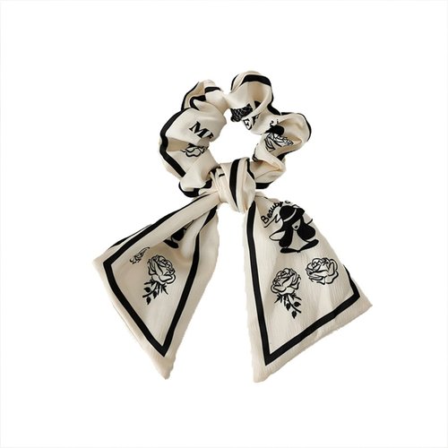 women's bow hair scrunchies vintage temperament hair tie hair rope (White)