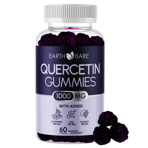 Earth Bare Quercetin Extra Strength Gummies + Vitamin C + Zinc + Elderberry Adults, Kids Boosted Immune Support | High-Potency Zinc Quercetin Gummies, Immunity Support | 1 Month Supply