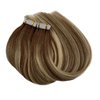 Tape in Hair Extensions Real Human Hair 18 Inch Double Sided Tape in Hair Extensions Ombre Dark Brown Highlights Medium Blonde Balayage Tape ins Human Hair Extensions for Women 50 Gram 20 Piece