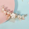 Rumtock Gold Leaf White Flower Hair Comb for Women Girls Wedding Bridal Hair Piece Handmade Hair Jewelry