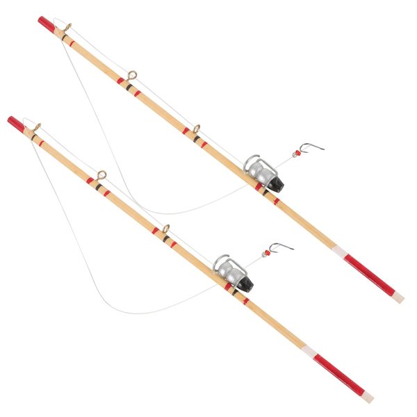 TOYANDONA Miniature Fishing Pole, 2pcs Miniature Fishing Rod Dollhouse Fishing Pole for Dollhouse Decoration Accessories