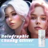HOSAILY Clear White Body Glitter Stick, Face Glitter Gel Singer Concerts Festival Rave Accessories, Mermaid Sequin Hair Glitter Face Paint Makeup Chunky Sparkling Body Shimmer Glitter for Women, 01#