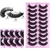 LuckForever 10 Pairs False Eyelashes Russian Strips Eye Lashes Fluffy False Lash Wispy Eyelash Extension Natural Look D Curly Volume Fake Eyelashes Reusable Eye Lash for Women Girls