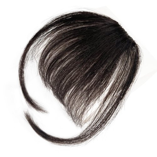 Adancyler Clip in Bangs - 100% Human Hair Wispy Bangs Clip in Hair Extensions, Brown Black Air Bangs Fringe with Temples Hairpieces for Women Curved Bangs for Daily Wear