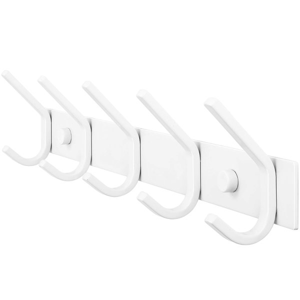 WEBI Coat Rack Wall Mounted,Coat Hooks Wall Mounted White,Coat Hanger Wall Hook Rack,5 Hooks for Hanging Coats,Hats,Jacket,Clothes