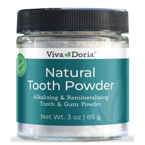 Viva Doria Natural Tooth Powder | Remineralizing Teeth Whitening Powder | Toothpaste Power | Breath Freshener | Refreshing Mint Flavor | 3 Oz Glass Jar