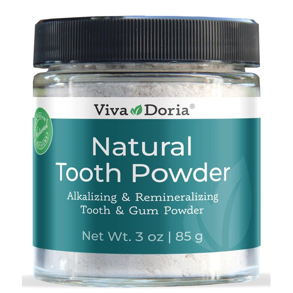 Viva Doria Natural Tooth Powder | Remineralizing Teeth Whitening Powder | Toothpaste Power | Breath Freshener | Refreshing Mint Flavor | 3 Oz Glass Jar