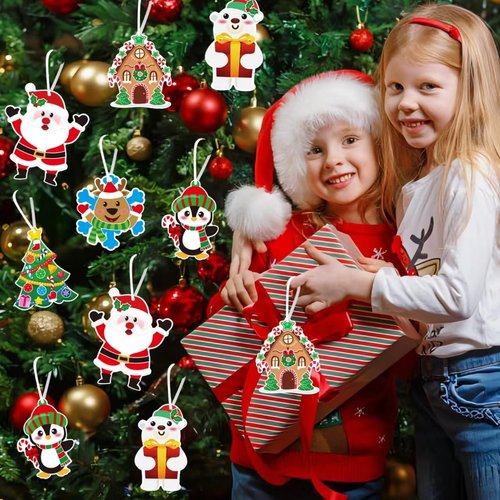 Christmas Crafts Kits for Adults Make Your Own Ornaments with Christmas Stickers DIY Ornament Making Kit Party Craft Stickers for Christmas Tree Holiday Xmas Classroom Activities, 24 Pack